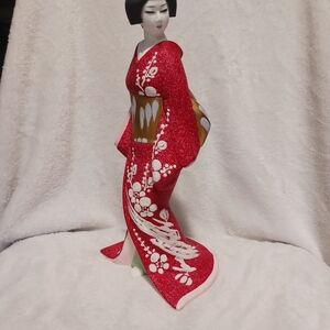 Beautiful Red and White Geisha Figurine